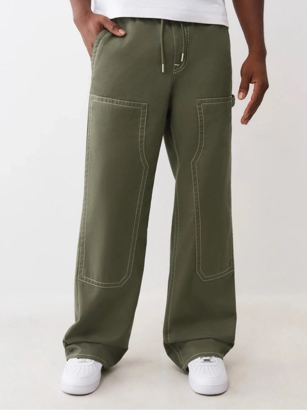 True Religion Twill Carpenter SN Vinny Pant Kalamata Olive 701031 Sz 36X32